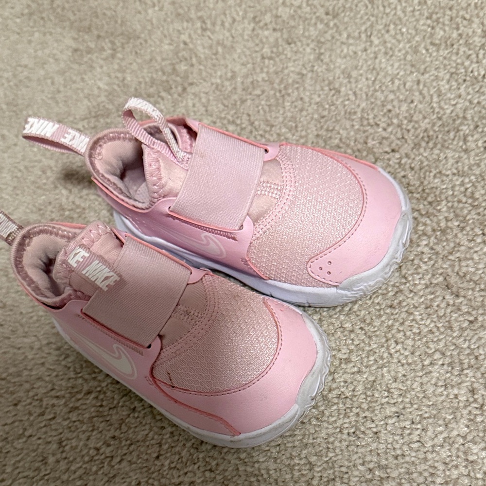 Nike Kids Pink Slip-On Athletic Sneakers with Hook Strap